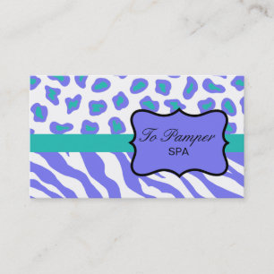 Lavender, White, Teal Zebra & Cheetah Skin Custom Business Card