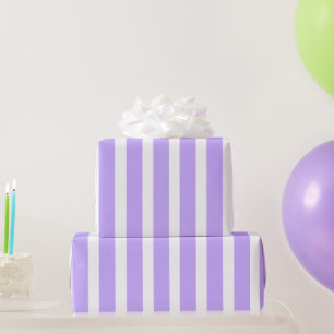 Lavender & White Vertical Stripe Wrapping Paper