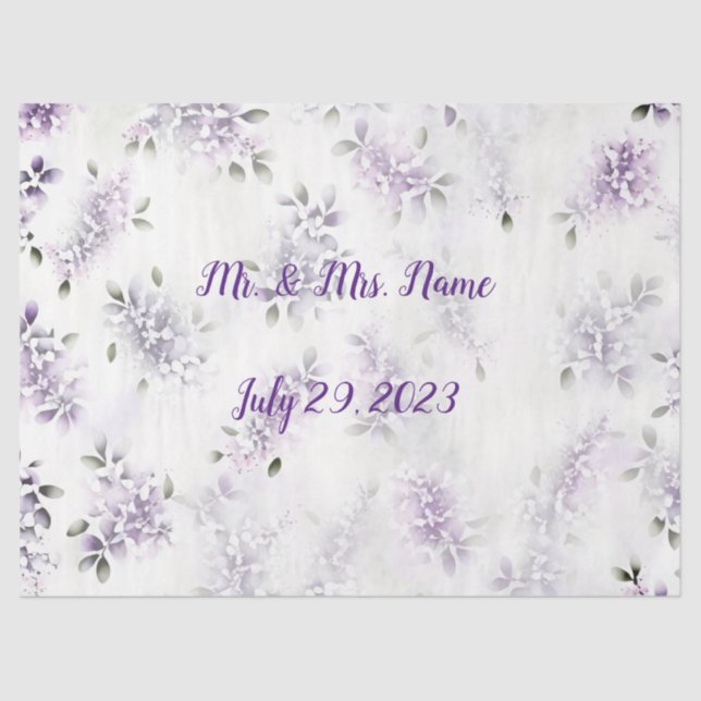 Lavender & white wedding tissue paper (Front)