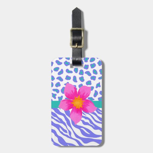 Lavender  White Zebra  Cheetah Pink Flower Luggage Tag