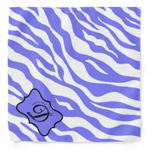 Lavender White Zebra Skin Stripe Monogram Initial Bandana