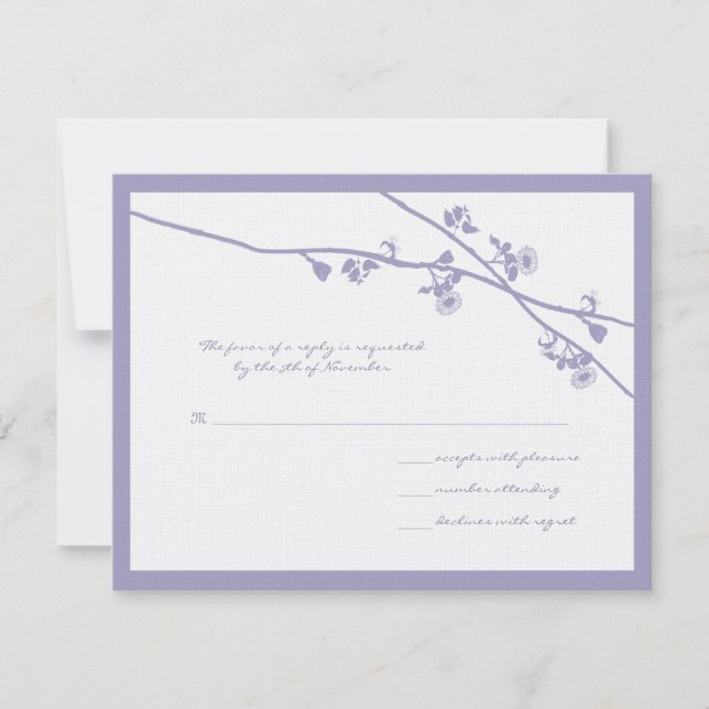 Lavender Wild Flower Branches Wedding RSVP (Front)