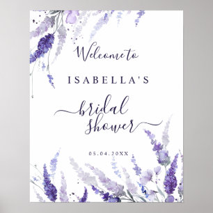 Lavender Wild Flowers Bridal Shower Welcome Sign