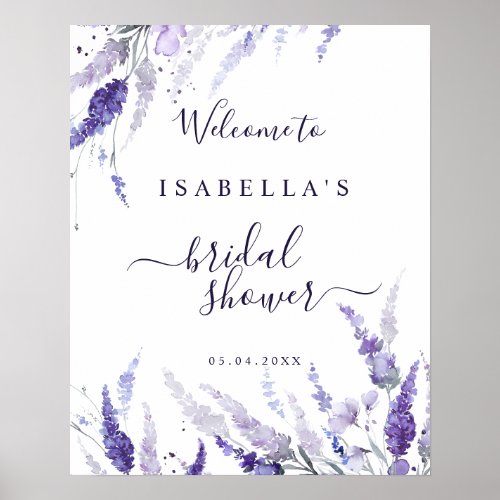 Lavender Wild Flowers Bridal Shower Welcome Sign