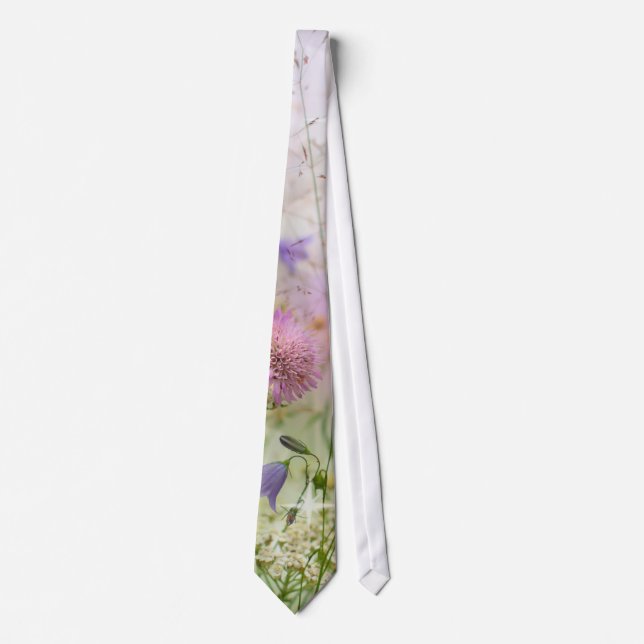 Lavender Wild Flowers Men's Tie (Front)