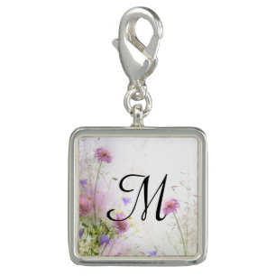 Lavender Wild Flowers Monogram Charm