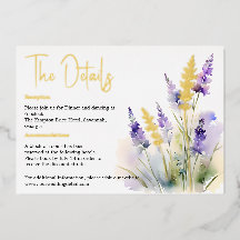 Lavender wild flowers Watercolor Details card