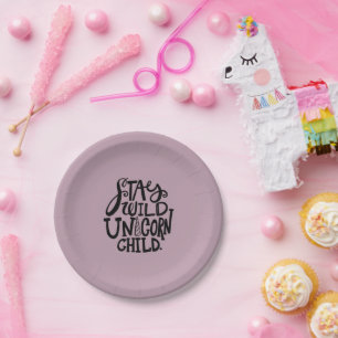 Lavender Wild Unicorn Birthday Paper Plates