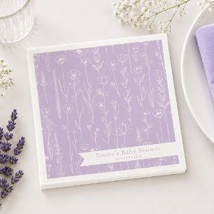 Lavender Wildflower Baby Shower   Floral Pattern  Napkins