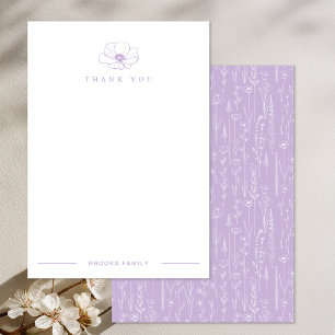 Lavender Wildflower Baby Shower Thank You Card