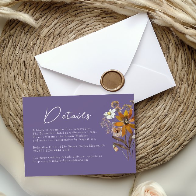 Lavender Wildflower Boho Wedding Details  Enclosure Card (Creator Uploaded)