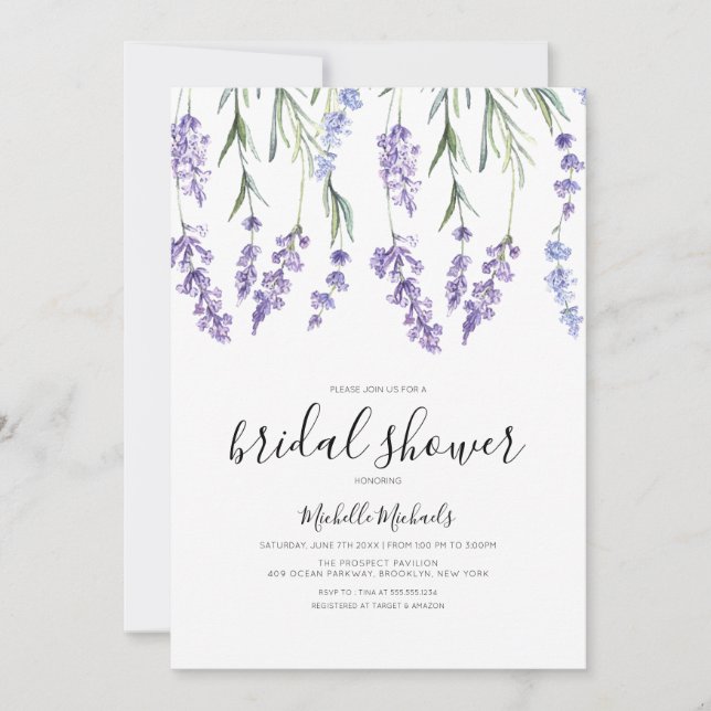 Lavender Wildflower Bridal Shower Invitation (Front)