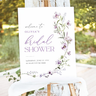 Lavender Wildflower Bridal Shower Welcome Sign