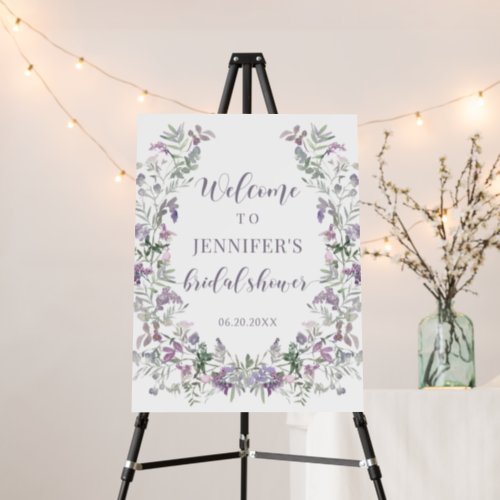 Lavender wildflower bridal shower welcome sign