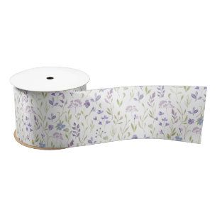 Lavender Wildflower Floral Pattern Ribbon
