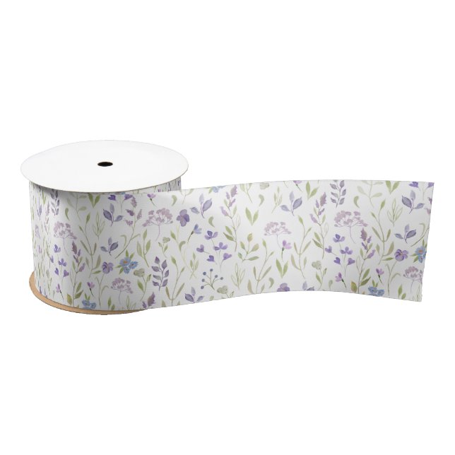 Lavender Wildflower Floral Pattern Ribbon (Spool)