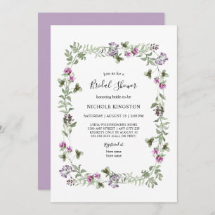 Lavender Wildflower Frame Bridal Shower Invitation