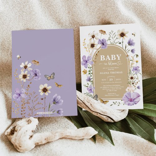 Lavender Wildflower Garden Baby in Bloom Shower Invitation