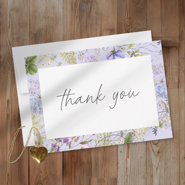 Lavender Wildflower Garden Romantic Wedding Thank You Card (Creator Uploaded)