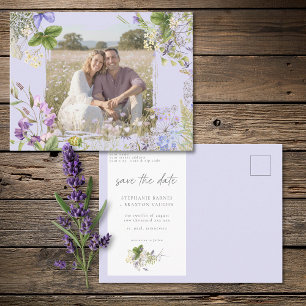 Lavender Wildflower Garden Save the Date Photo Postcard