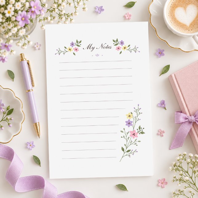 Lavender Wildflower Lined Stationery Note Paper (Creator Uploaded)