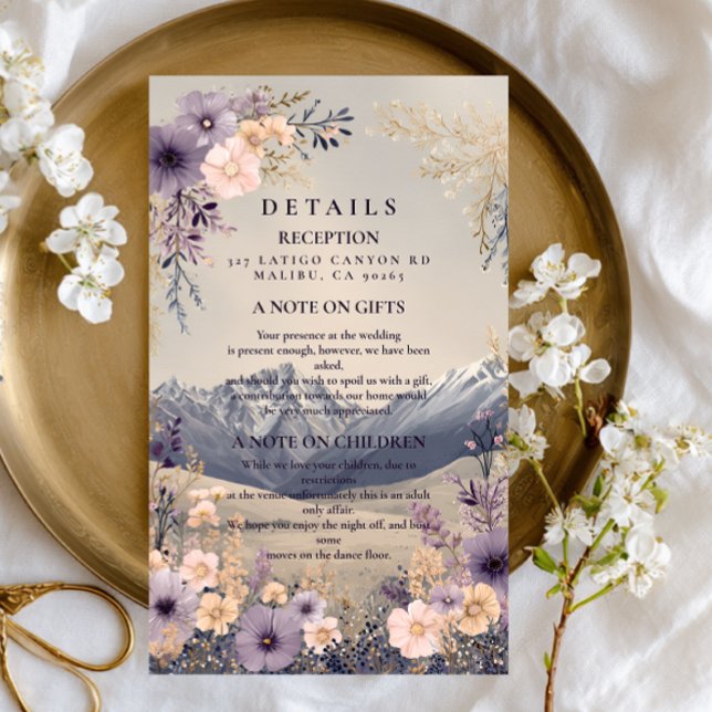 Lavender Wildflower Mountain Wedding Enclosure Card (Creator Uploaded)