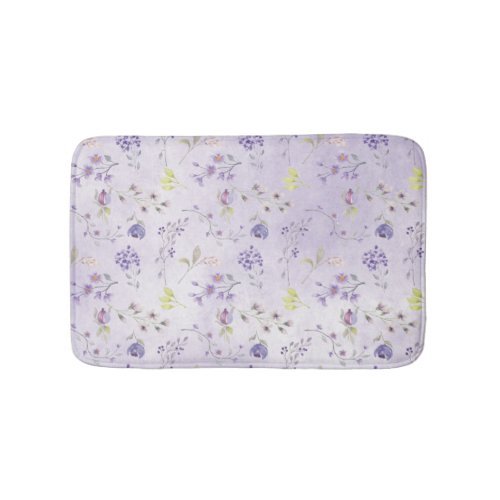 Lavender Wildflower Pattern Bath Mat