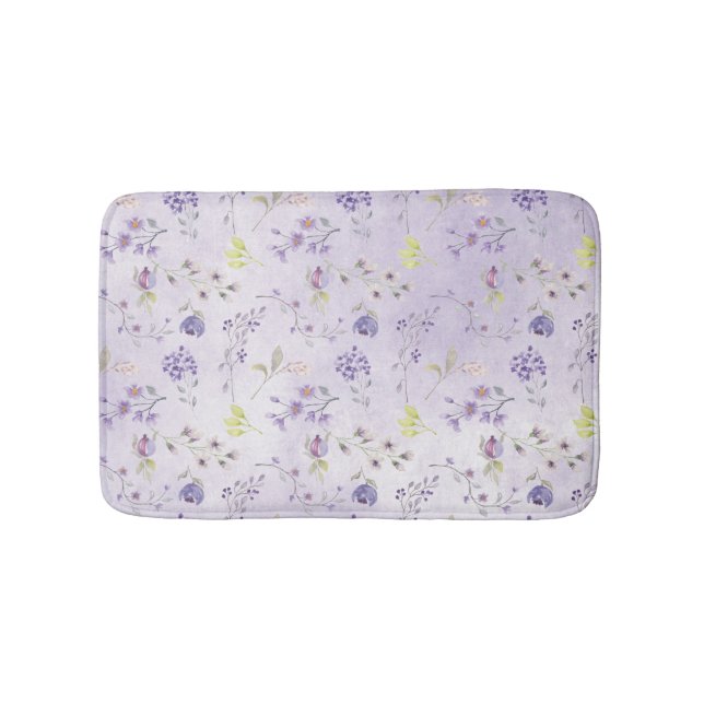 Lavender Wildflower Pattern Bath Mat (Front)