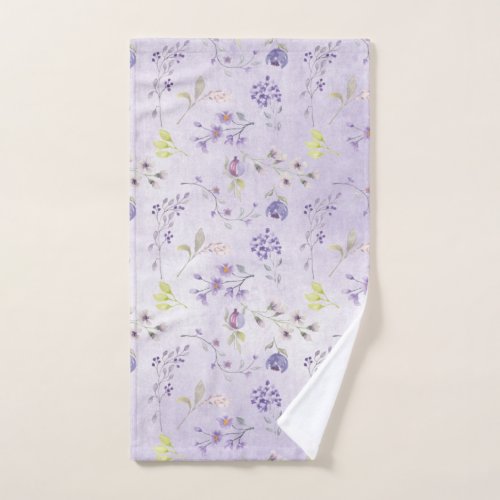 Lavender Wildflower Pattern Hand Towel