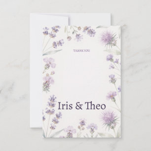 Lavender Wildflower Scottish Thistle Wedding Thank You Card