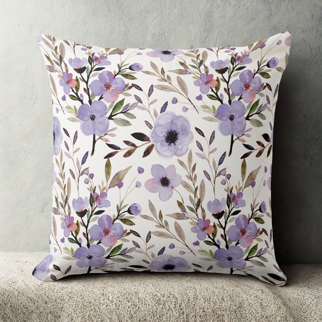 Lavender Wildflower Throw Pillow Farmhouse Decor  (Creator Uploaded)