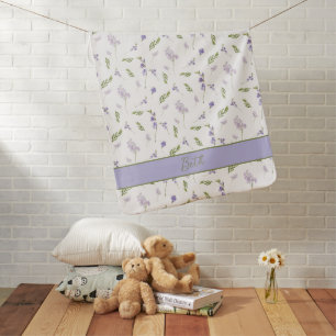 Lavender Wildflower Watercolor Floral Monogram Baby Blanket