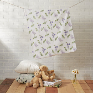 Lavender Wildflower Watercolor Floral Pattern Baby Blanket