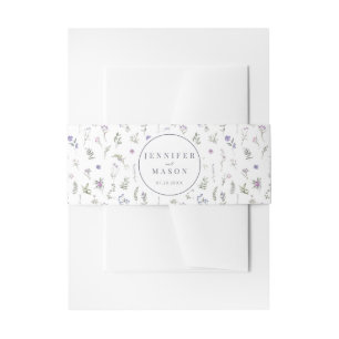 Lavender Wildflower Wedding Invitation Belly Band
