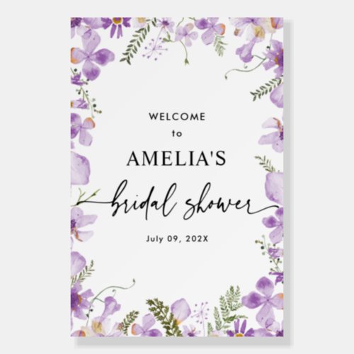 Lavender Wildflowers Bridal Shower Welcome Sign