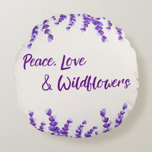 Lavender Wildflowers Round Pillow (Front)
