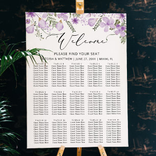Lavender Wildflowers Wedding Seating Chart  Foam Board