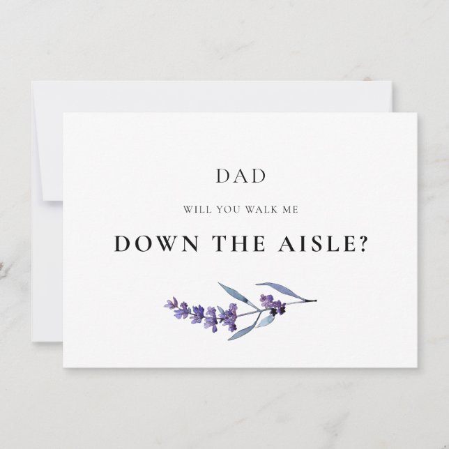 Lavender Will you walk me down the aisle Card (Front)