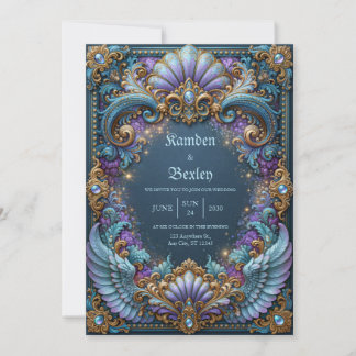 Lavender Winged Fantasy Wedding Invitation