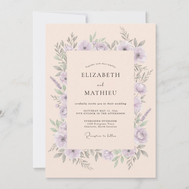 Lavender Winsome Meadow Wedding Invitation (Front)