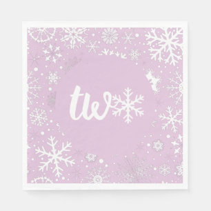 Lavender Winter Second Birthday Snowflake Napkins