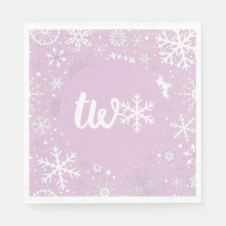 Lavender Winter Second Birthday Snowflake  Napkins