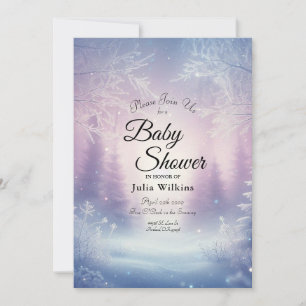 Lavender Winter Snowfall Serenade Baby Shower Invitation