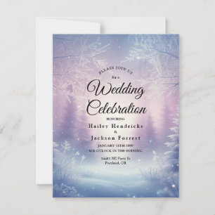 Lavender Winter Snowfall Serenade Wedding Invitation