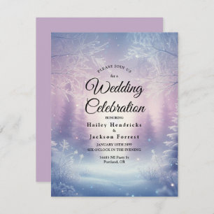 Lavender Winter Snowfall Serenade Wedding Invitation