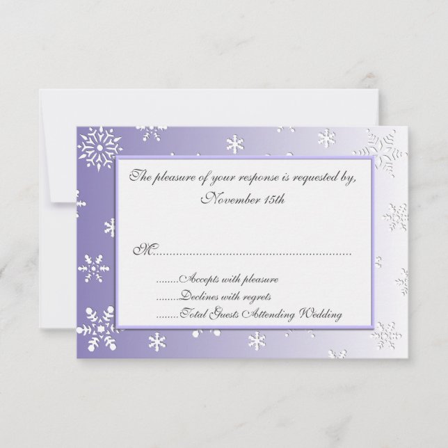 Lavender Winter Snowflakes Wedding Response Cards (Front)