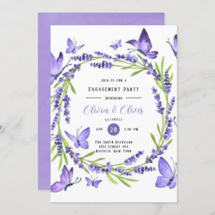 Lavender Wisteria And Butterflies Engagement Party Invitation