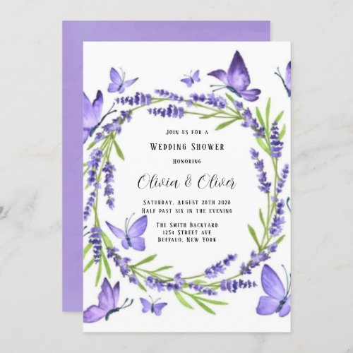 Lavender Wisteria And Butterflies Wedding Shower Invitation