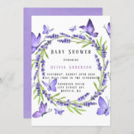 Lavender & Wisteria Butterflies Girl Baby Shower Invitation