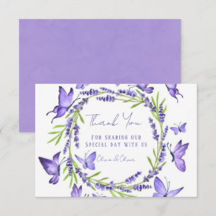 Lavender Wisteria & Butterflies Wedding Thank You Card